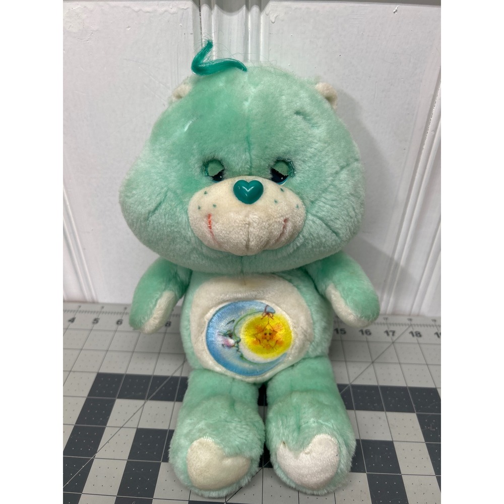Vintage 1983 Care Bear Bedtime Sleepy 15" Plush Green Moon Star Kenner Retro Toy